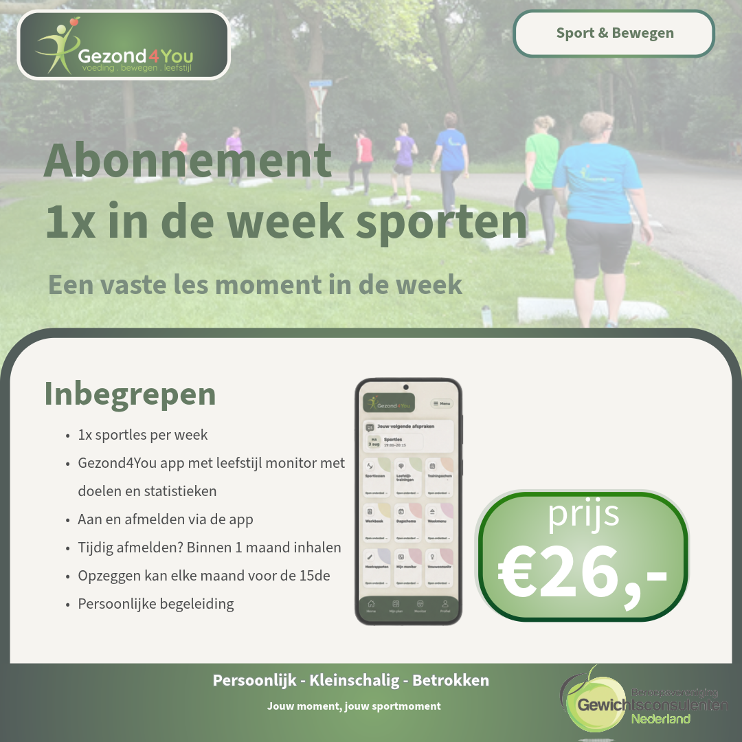 Sportabonnement 1x per week