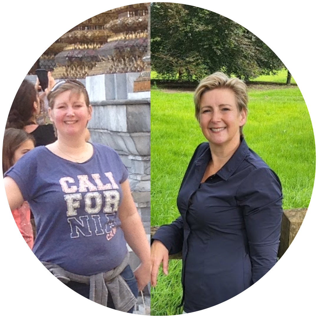 Voor en na foto van Janet – ervaringsdeskundige in afvallen